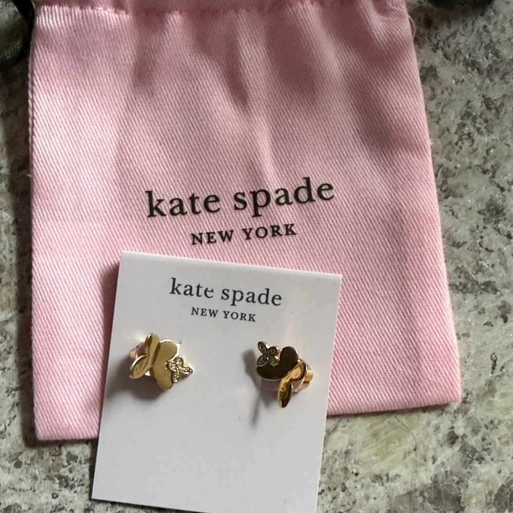 Kate Spade Gold Heart and Bow Earrings for Kids